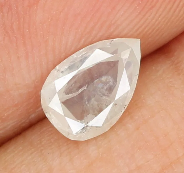 0.74 CT Natural Loose Pear Shape Diamond Grey Color Pear Cut Diamond 7.20 MM Natural Loose White Pear Diamond Pear Rose Cut Diam