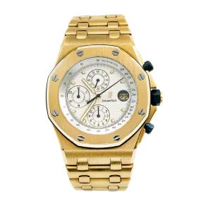 18K Yellow Gold Audemars Piguet Royal Oak Offshore Chronograph 25721BA 42mm White Dial