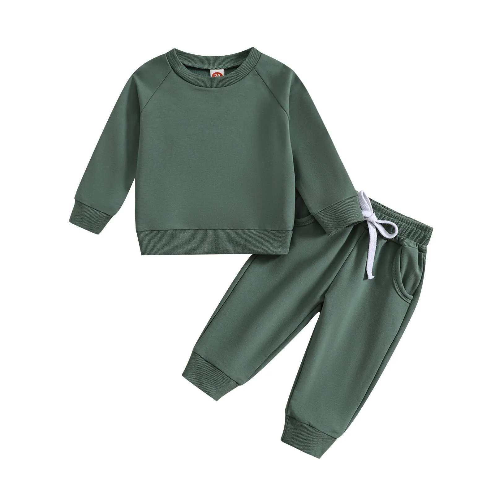 2 Pieces Set Baby Kid Boys Solid Color Tops And Pants Wholesale 231130153