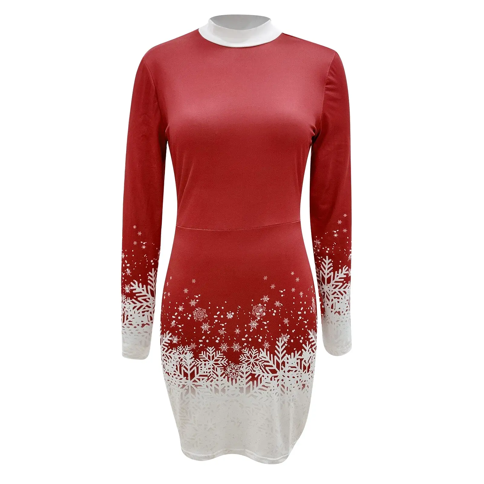 2022 Elegant Ladies Long Sleeve Round Neck Christmas Dress