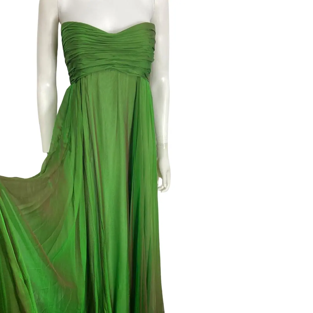 A changeant vintage green/purple silk-chiffon evening gown, 1990s