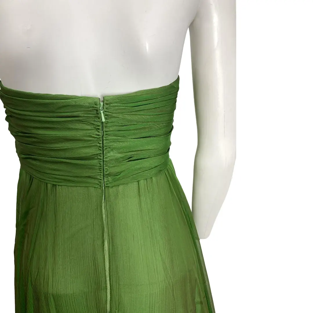 A changeant vintage green/purple silk-chiffon evening gown, 1990s