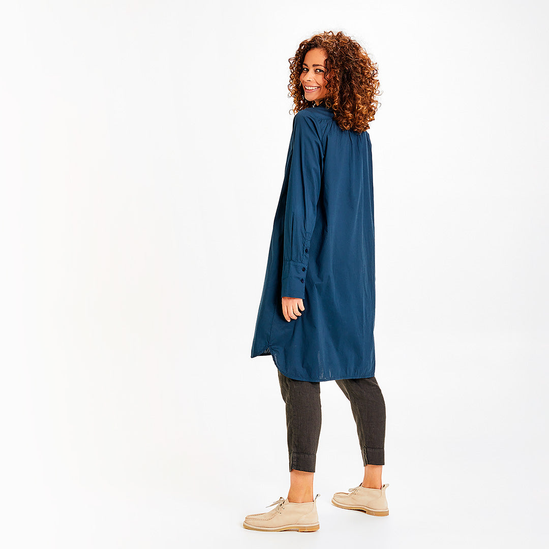 A-line klnning i poplin - Midnight Blue