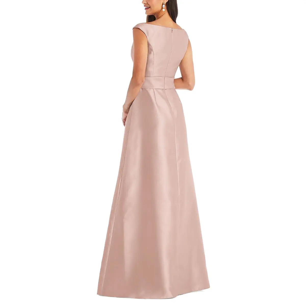 Alfred Sung Womens Satin Off The Shoulder Evening Dress