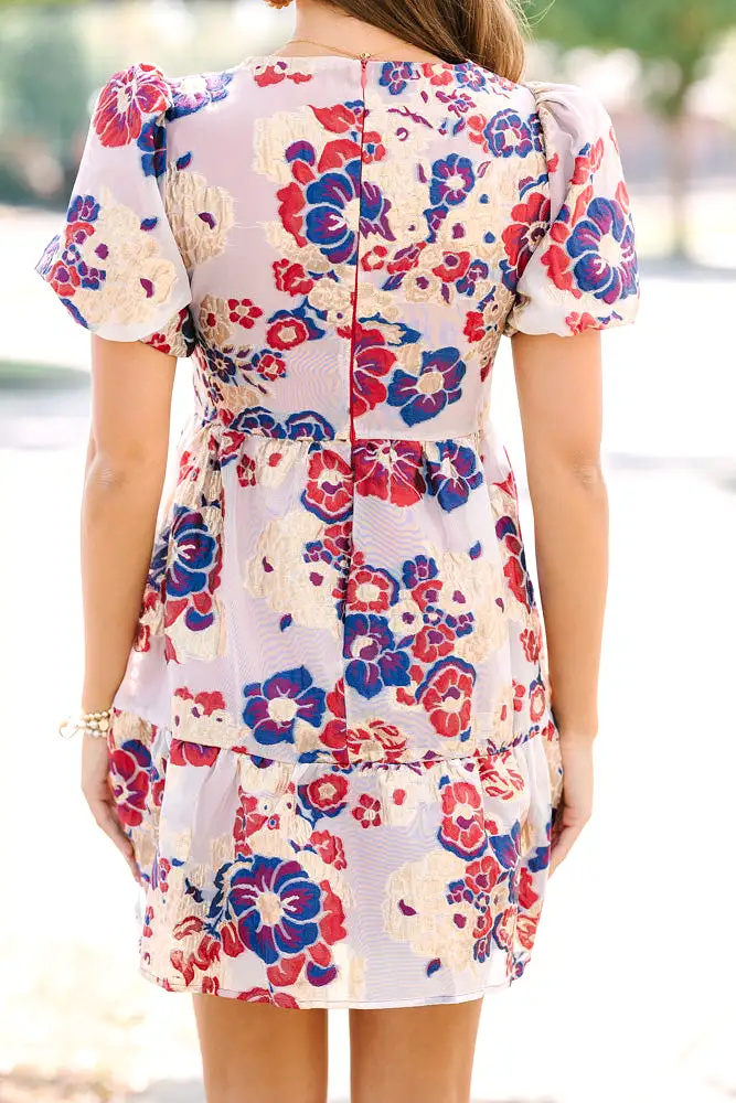 All The Good Royal Blue Floral Babydoll Dress