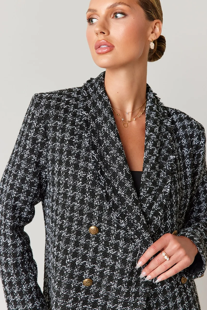 Amelle Long Houndstooth Coat