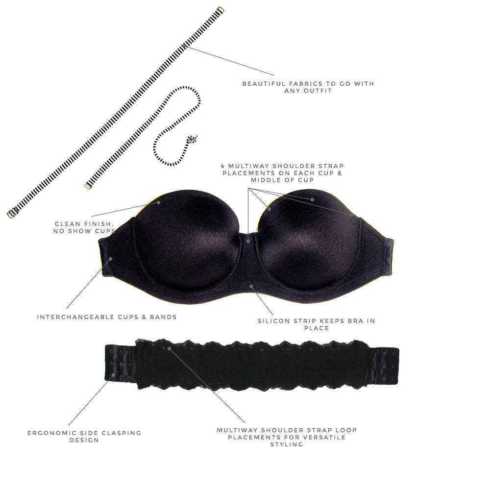 Angelina Strapless/Convertible Underwire Bra Cup - Black