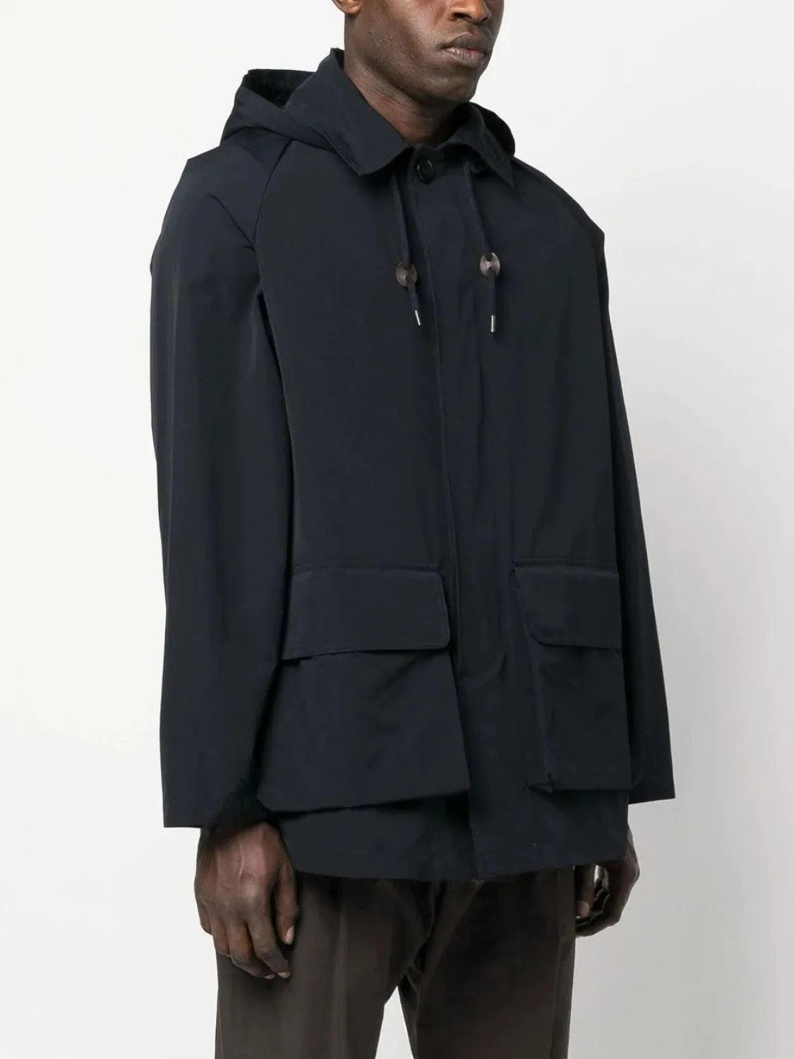 Aspesi Hooded Long-Sleeve Raincoat Parka