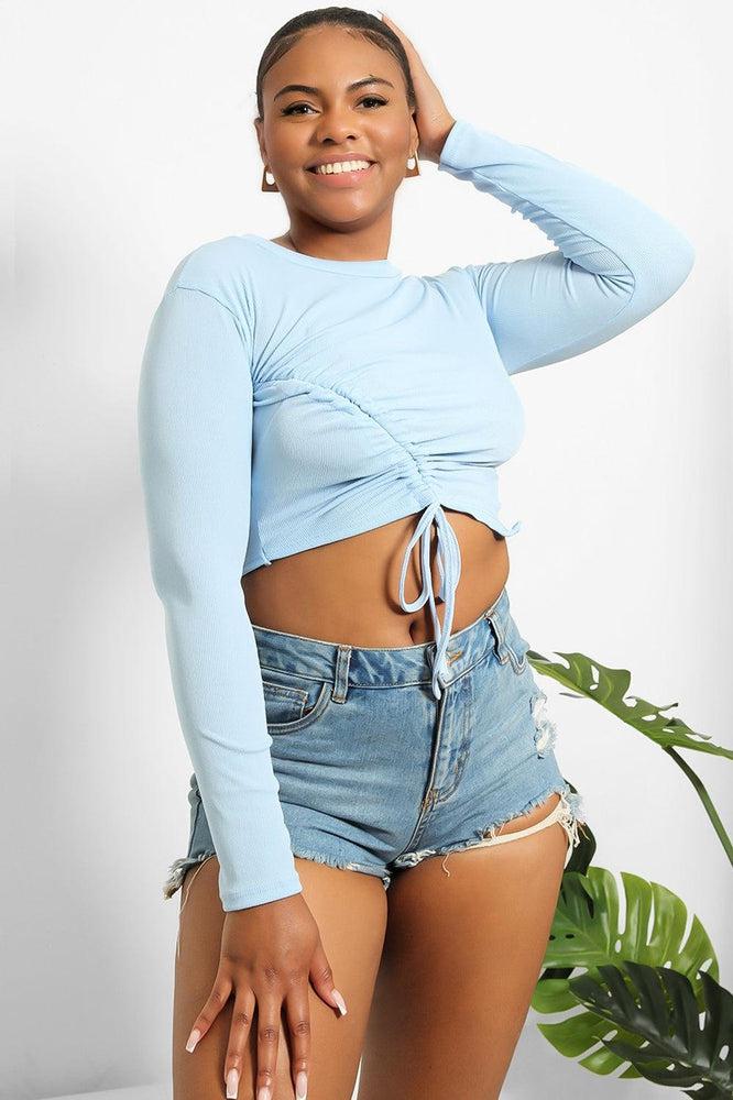 Asymmetric Drawstring Cropped Top