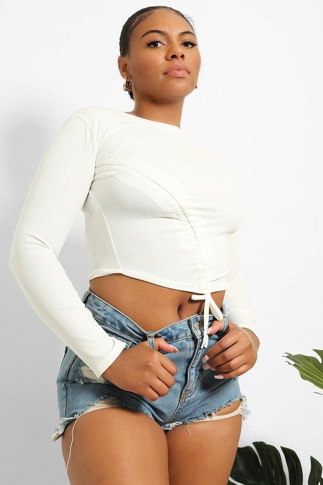 Asymmetric Drawstring Cropped Top