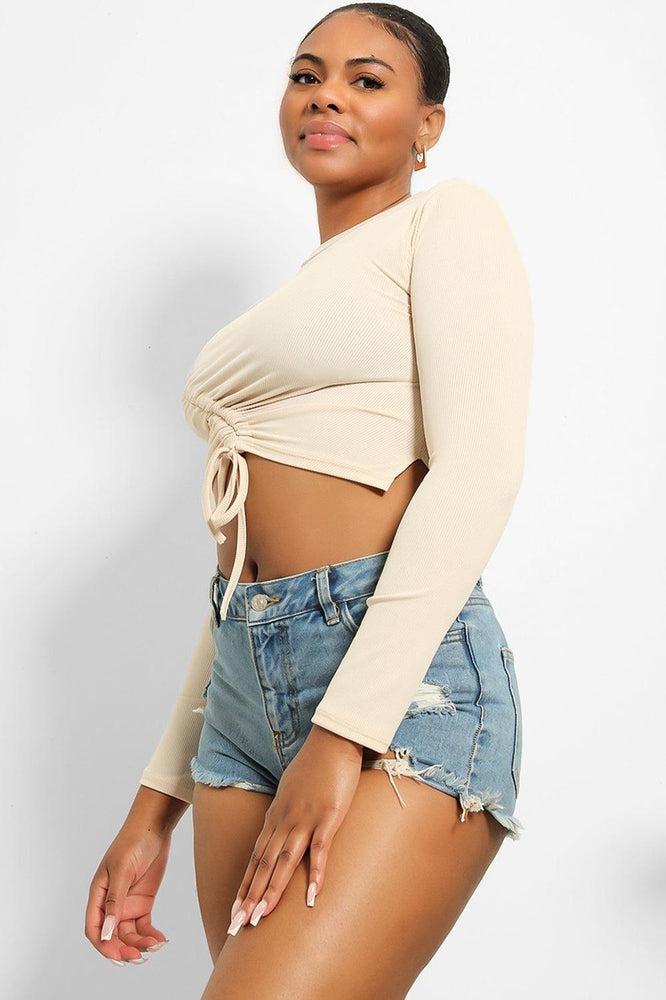 Asymmetric Drawstring Cropped Top