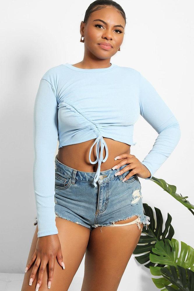 Asymmetric Drawstring Cropped Top