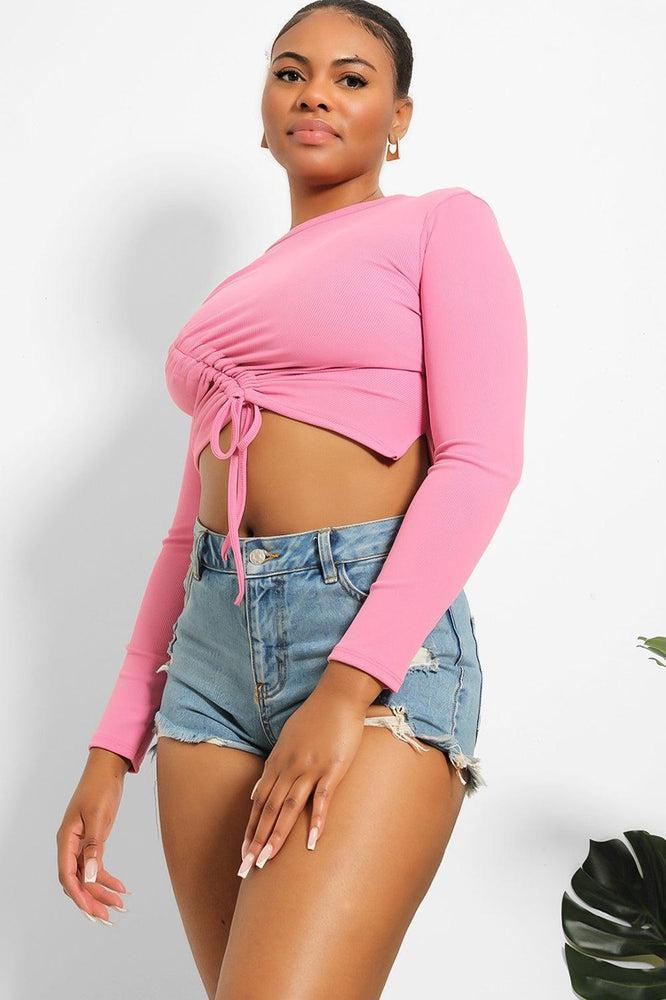 Asymmetric Drawstring Cropped Top