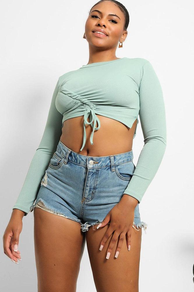 Asymmetric Drawstring Cropped Top