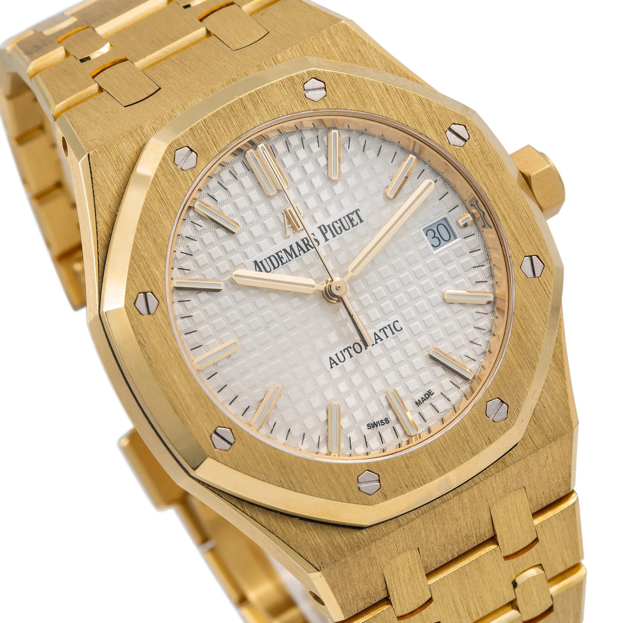 Audemars Piguet Royal Oak Selfwinding 15450BA 37MM White Dial With Yellow Gold Bracelet