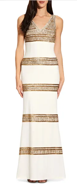 Beaded Long Ivory Dress