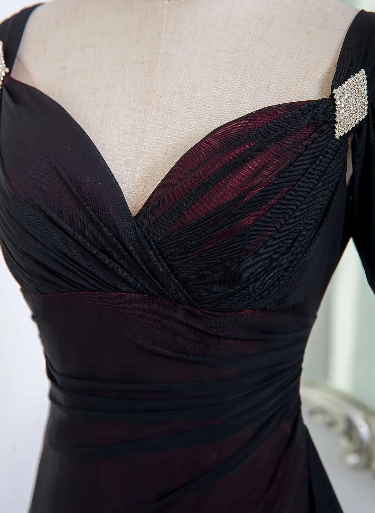 Black and Red Sweetheart Off Shoulder Prom Dress, Black and Red Evening Dress