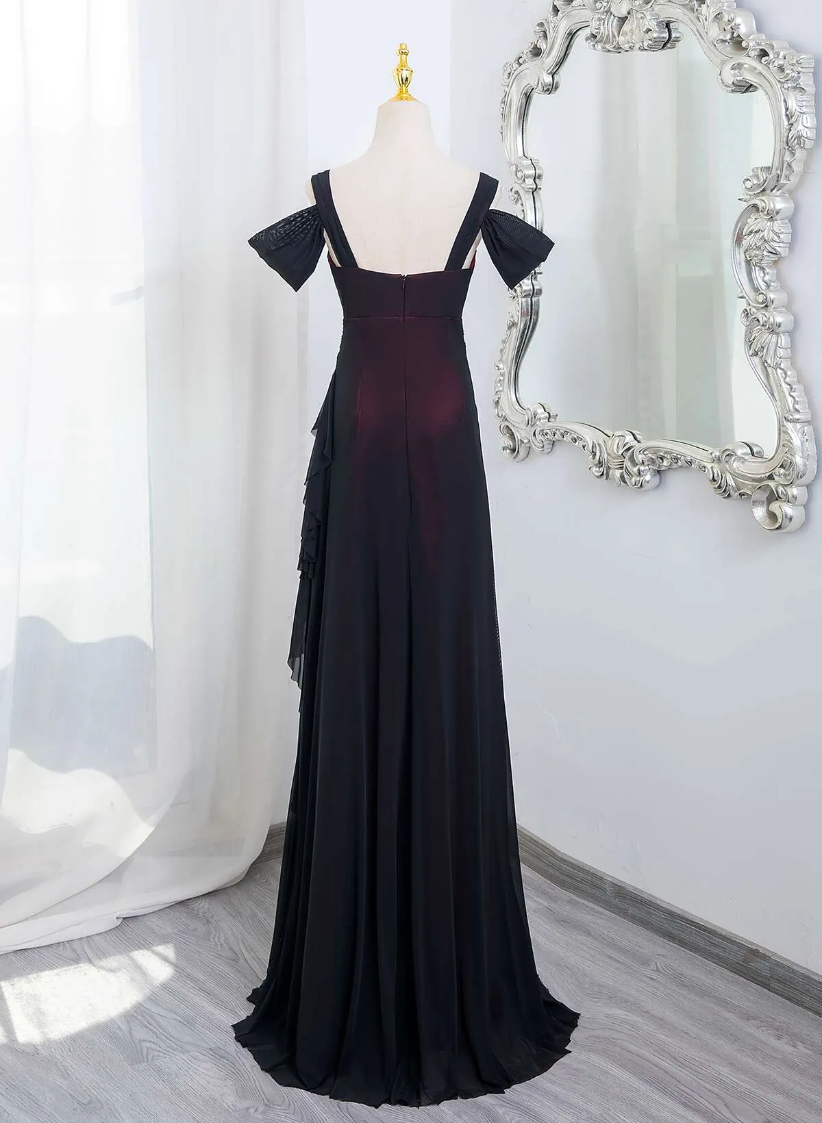 Black and Red Sweetheart Off Shoulder Prom Dress, Black and Red Evening Dress