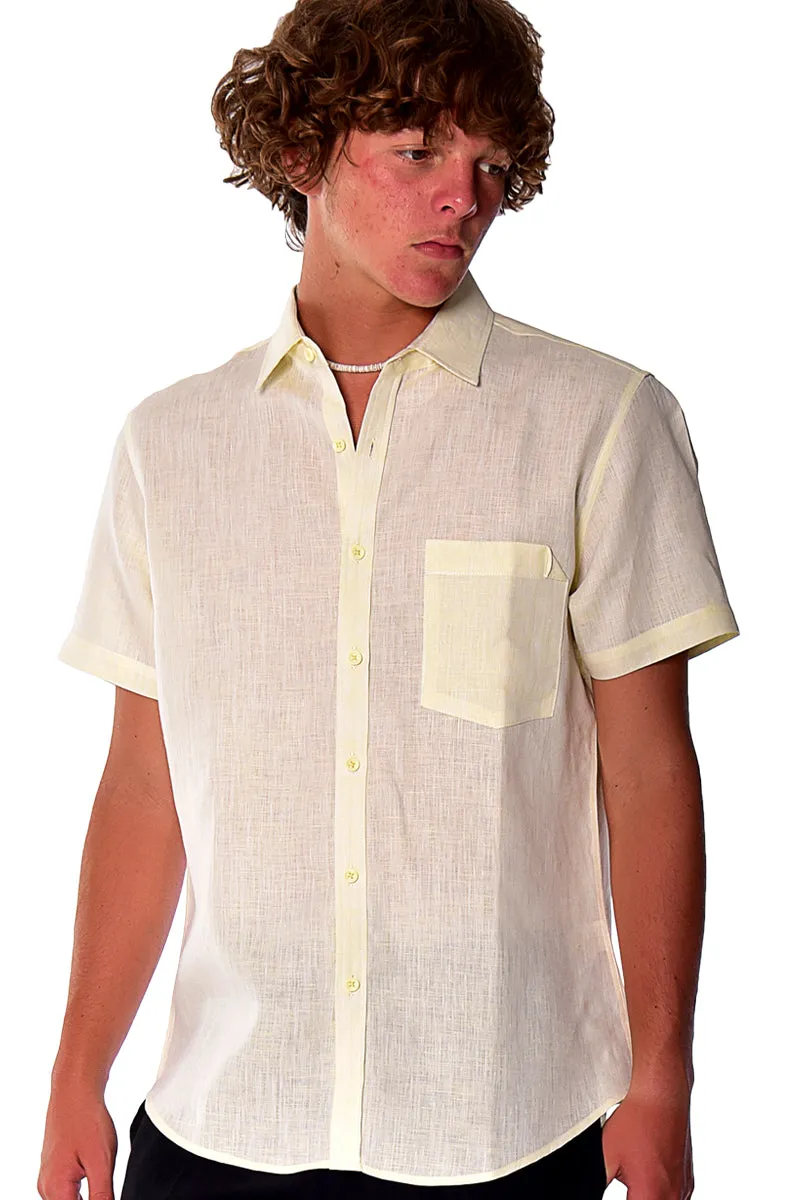 Bohio Men's Classic 100% Linen Short Sleeve Casual Short Sleeve Shirt in (9) Colors - MLS1357