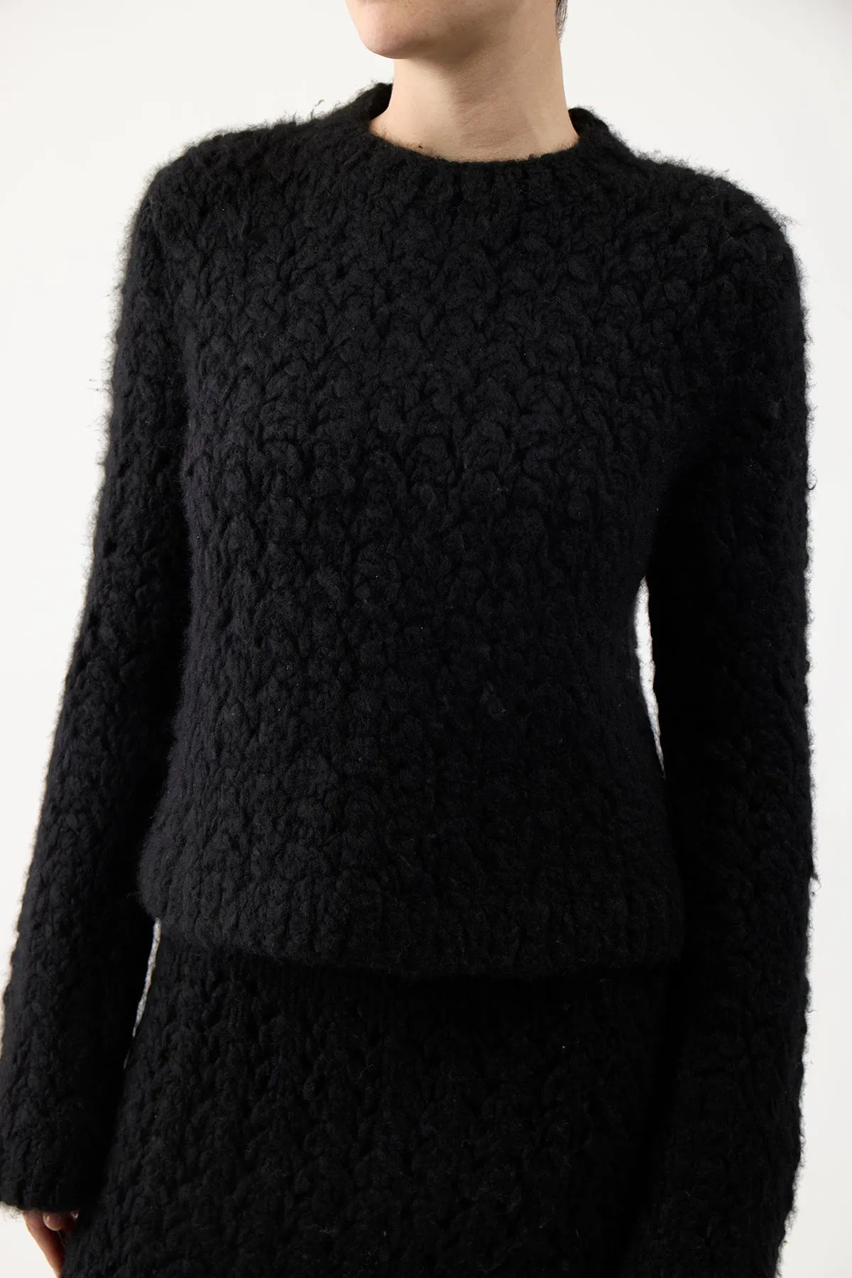 Bower Knit Sweater in Black Welfat Cashmere