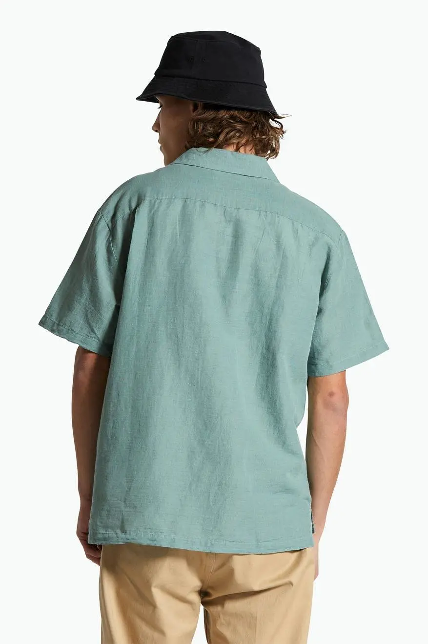 Bunker Linen Blend S/S Camp Collar Shirt - Chinois Green