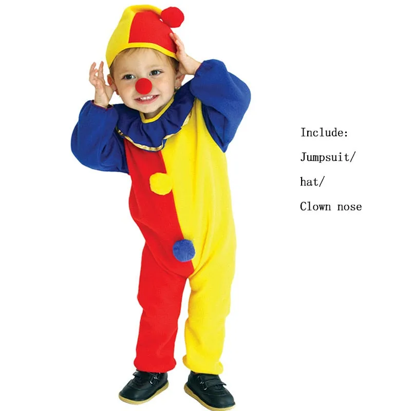 Carnival Clown Circus Cosplay Costumes Halloween Children Kids Boys Girls Baby Birthday Carnival Party Dress For Role P