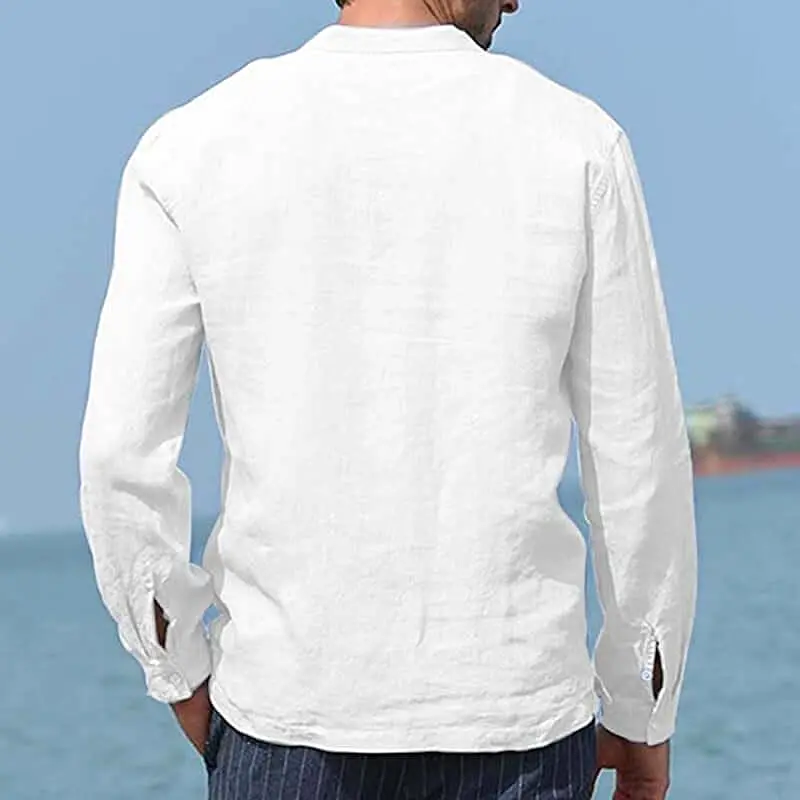 Casual Long Sleeve Linen Men Shirt