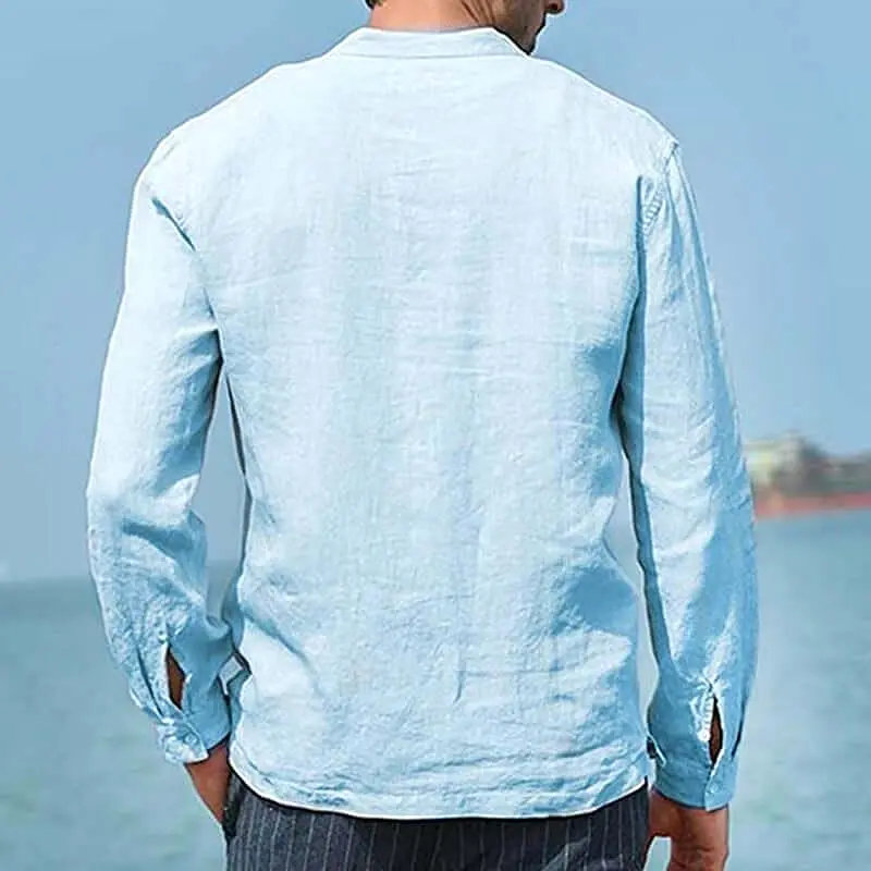 Casual Long Sleeve Linen Men Shirt