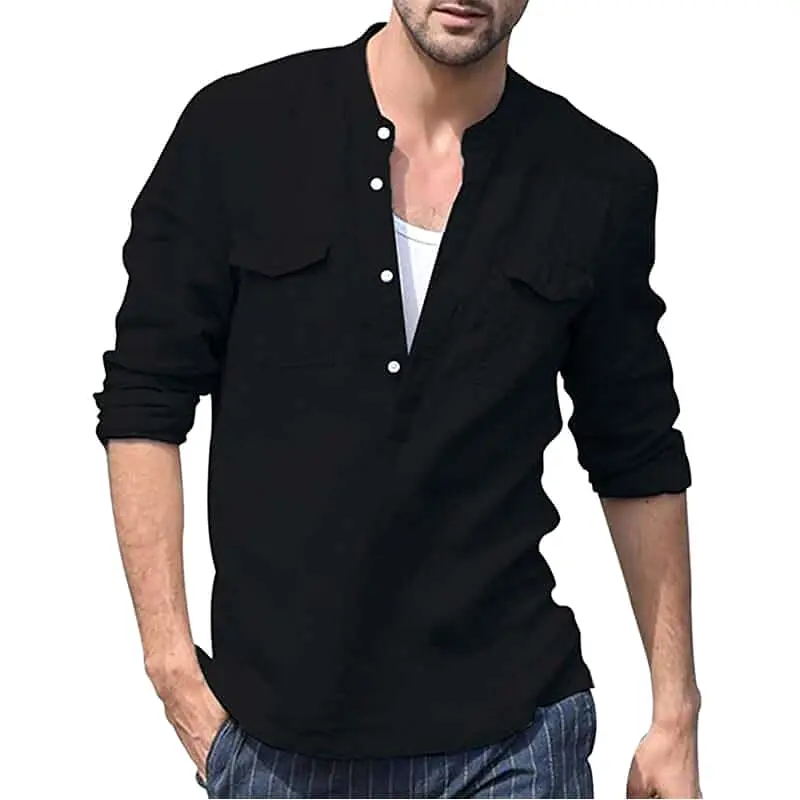 Casual Long Sleeve Linen Men Shirt