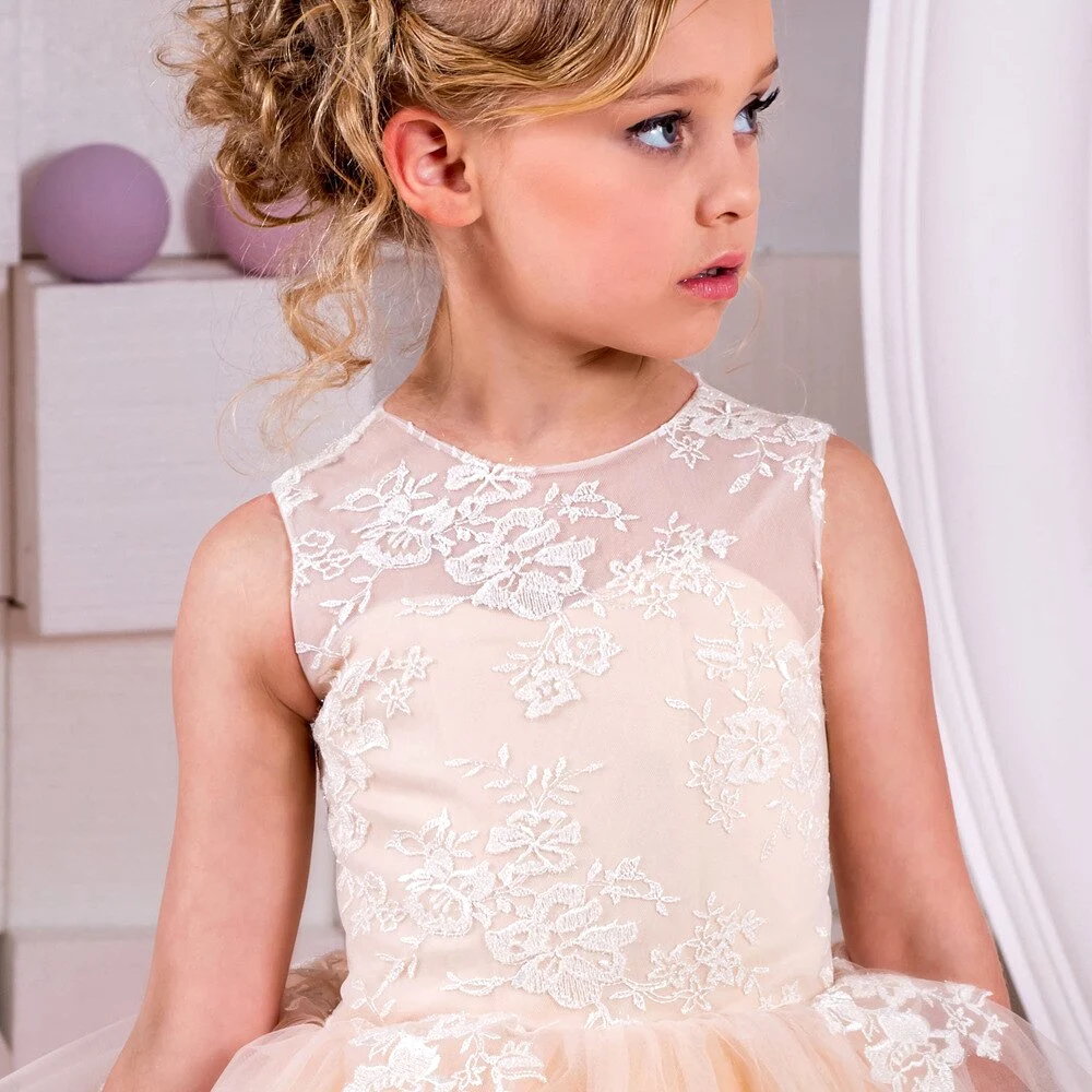 Champagne Lace First Communion Dresses