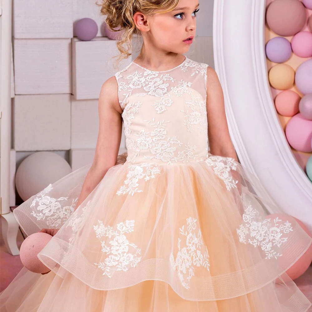 Champagne Lace First Communion Dresses