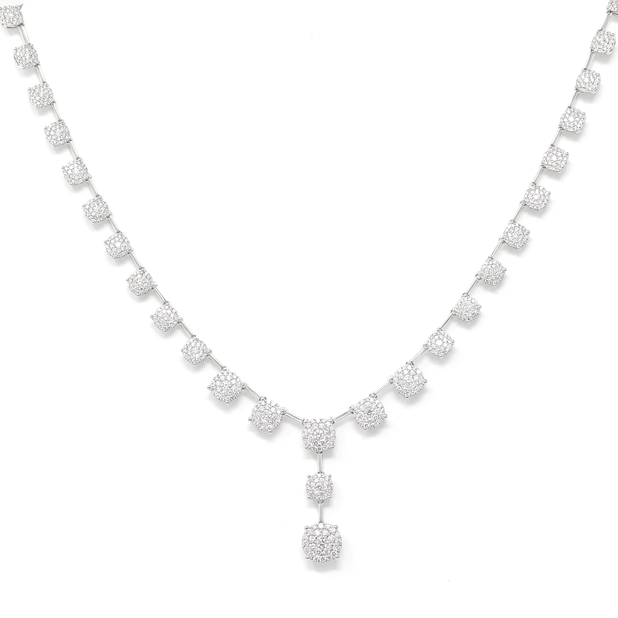 Cluster Royal Diamond Necklace in 18K White Gold