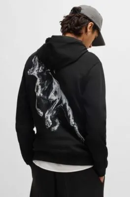 Cotton-terry hoodie with animal graphic prints