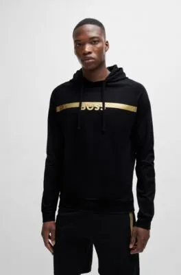 Cotton-terry regular-fit hoodie with foil-print logo