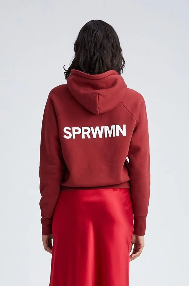 Crimson Cotton Shrunken Hoodie