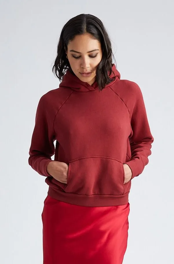 Crimson Cotton Shrunken Hoodie