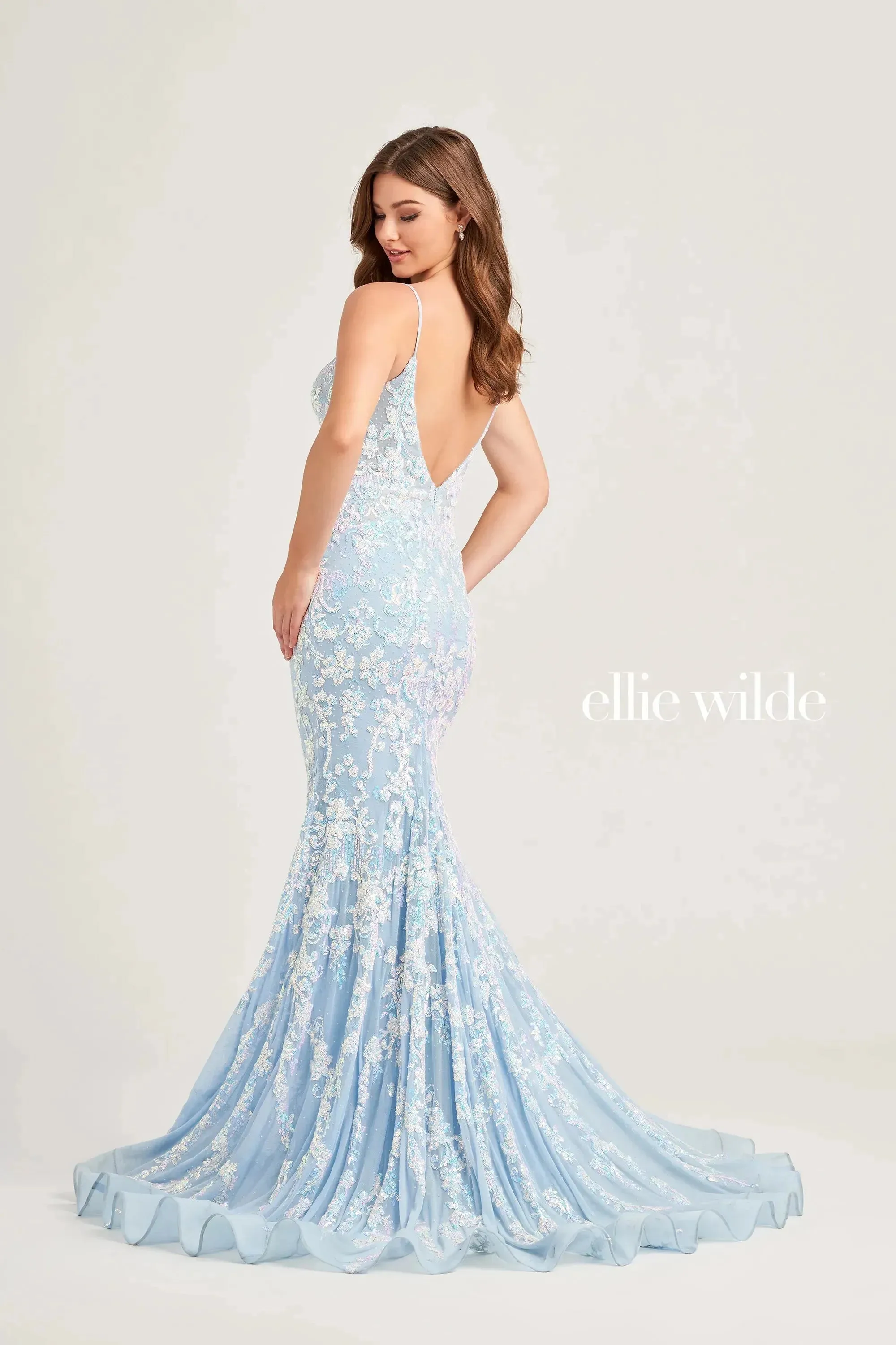 Ellie Wilde EW35048 - Plunging V-Neck Mermaid Evening Dress