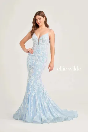 Ellie Wilde EW35048 - Plunging V-Neck Mermaid Evening Dress