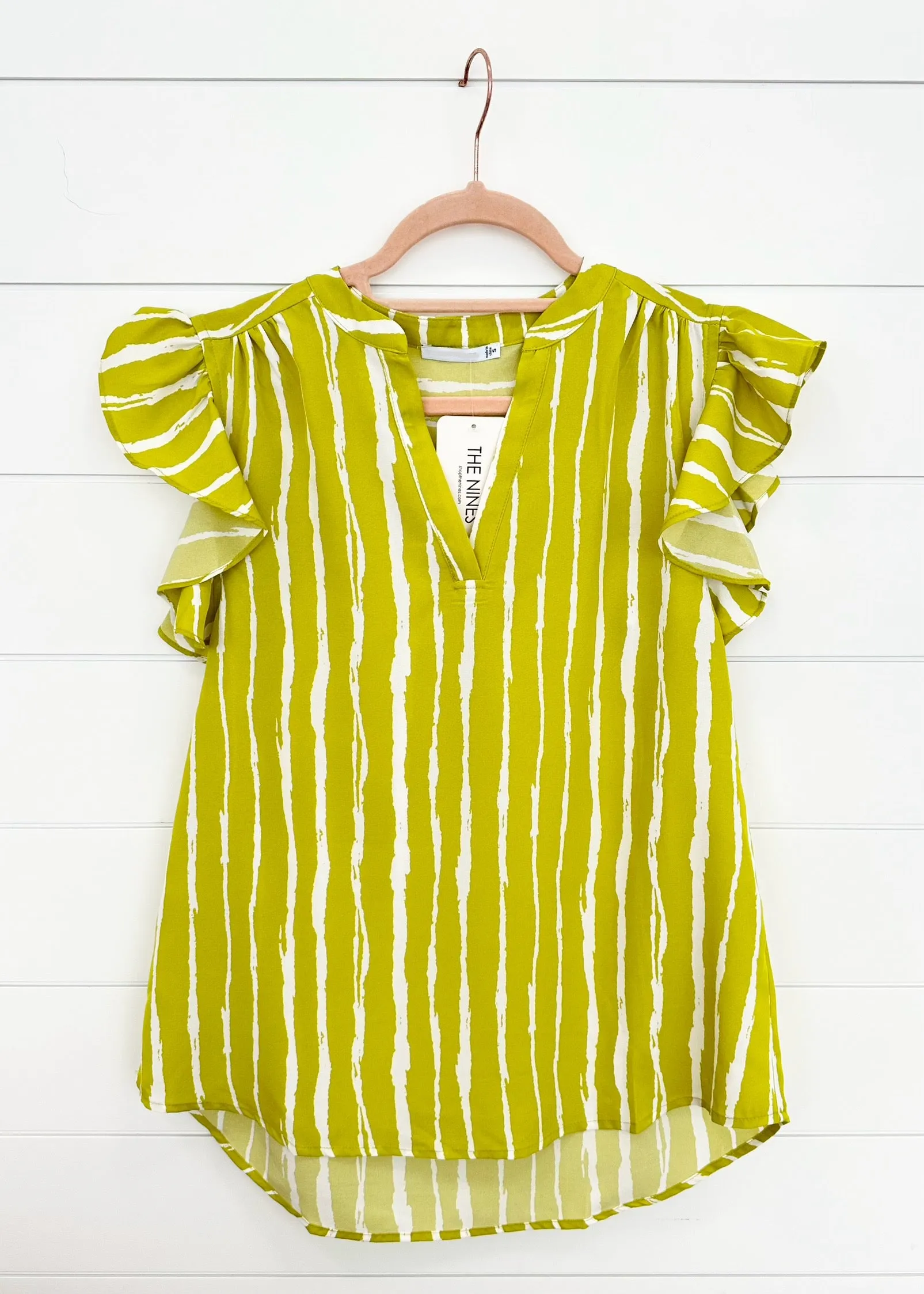 FINAL SALE - Drinks On The Patio Printed Ruffle Sleeve Top - 2 Colors!