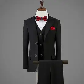 Formal Wedding Boys Jacket Vest Pants BowTie 4Pcs Tuxedo