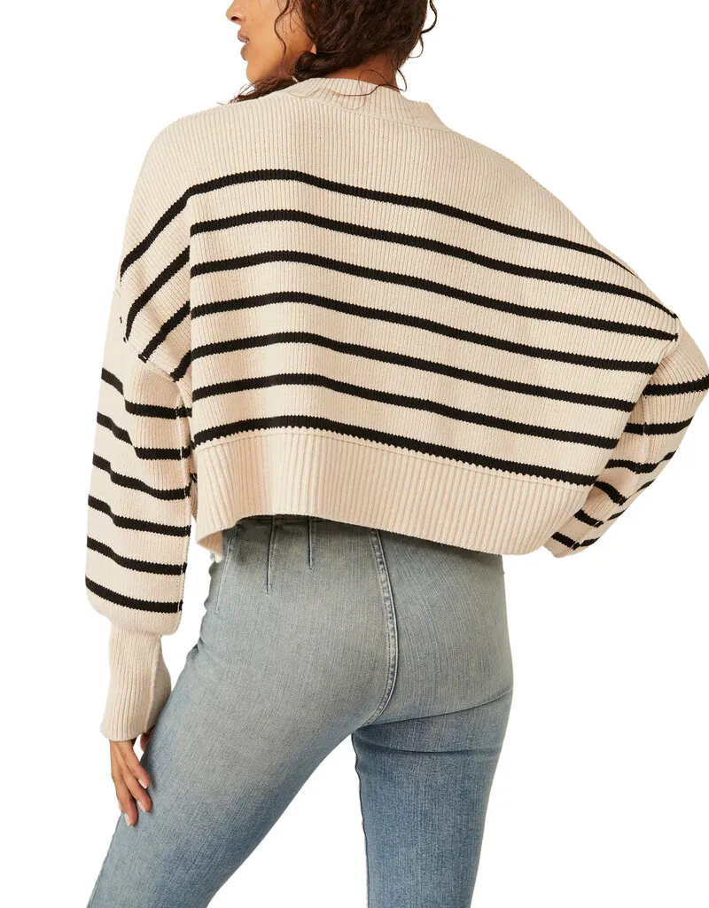 Free People Easy Street Stripe Crop Pullover - Pearl Combo