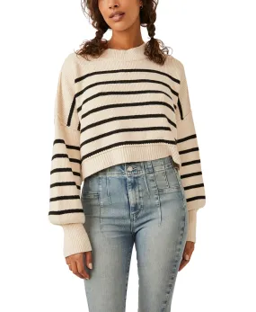 Free People Easy Street Stripe Crop Pullover - Pearl Combo