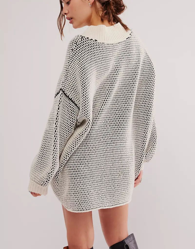 Free People Maisie Sweater - Ivory Black Combo