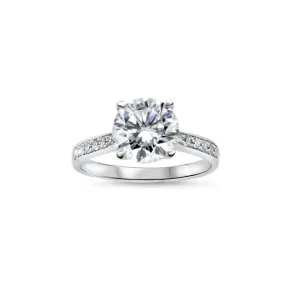 GEMORIE “Royal” Moissanite 2.5ct Brilliant Round 18k White Gold Engagement Ring 