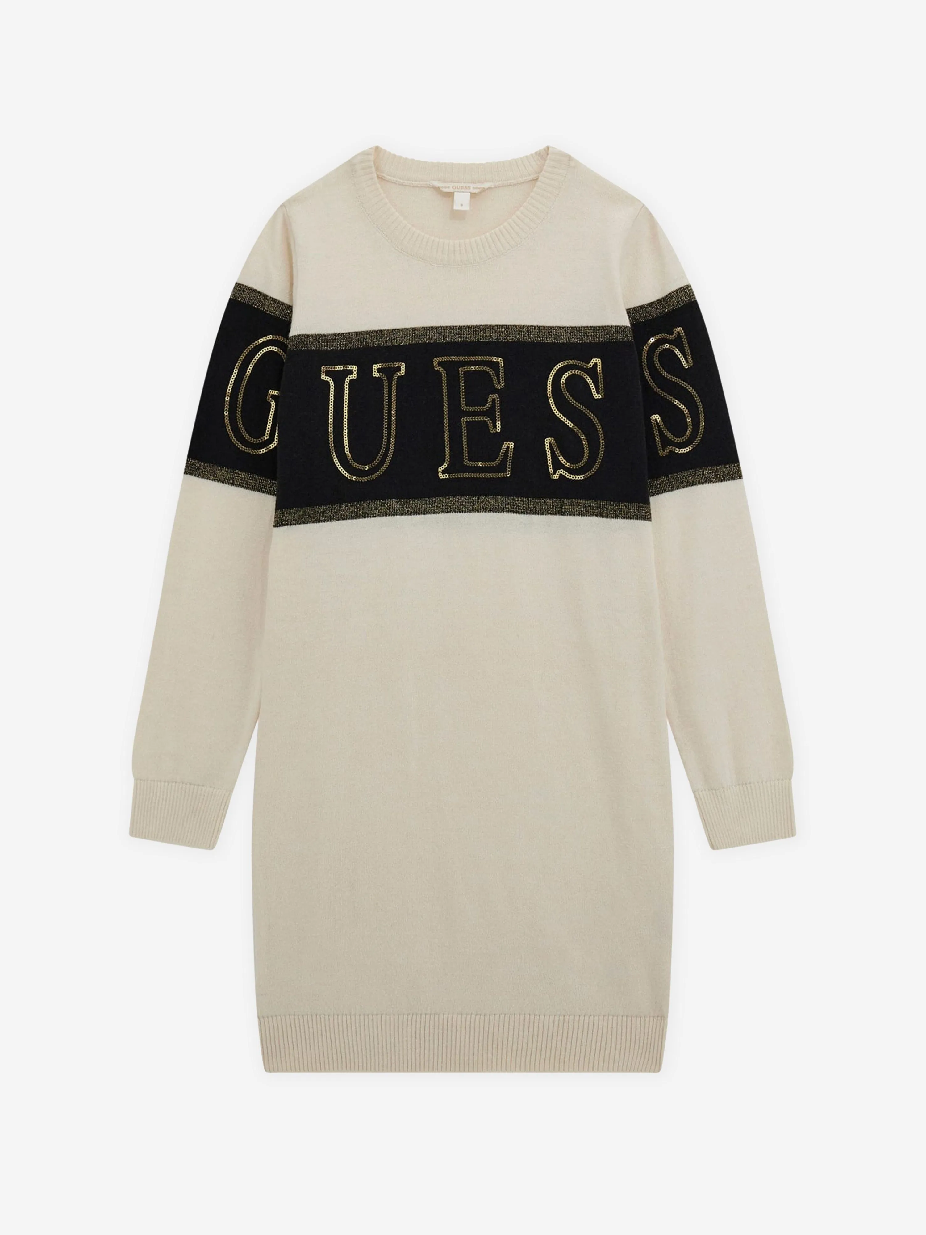 Girls Logo Sweater Dress in Ivory