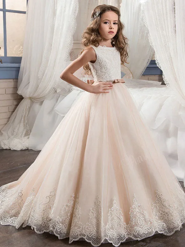 Girls Sleeveless Formal Ball Gown Party Dress