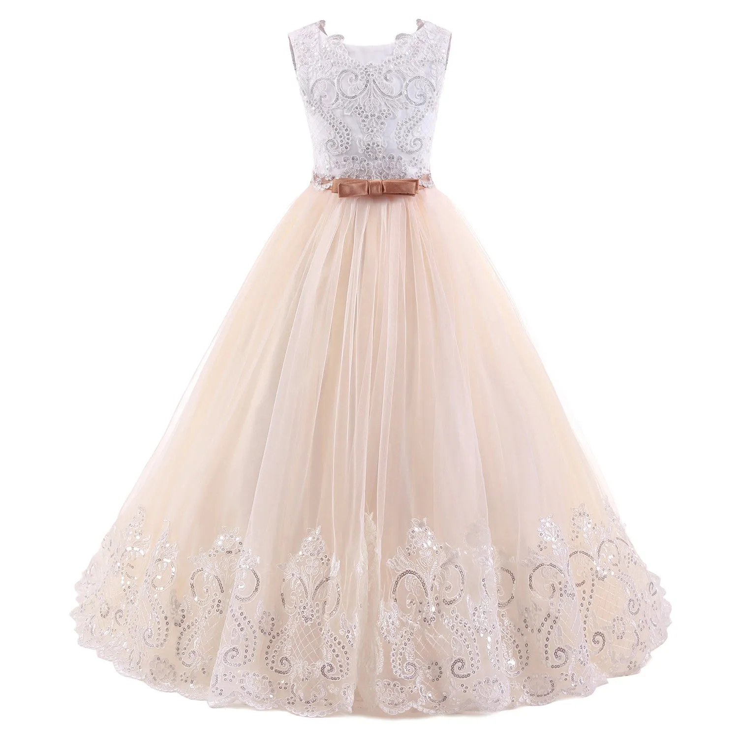 Girls Sleeveless Formal Ball Gown Party Dress