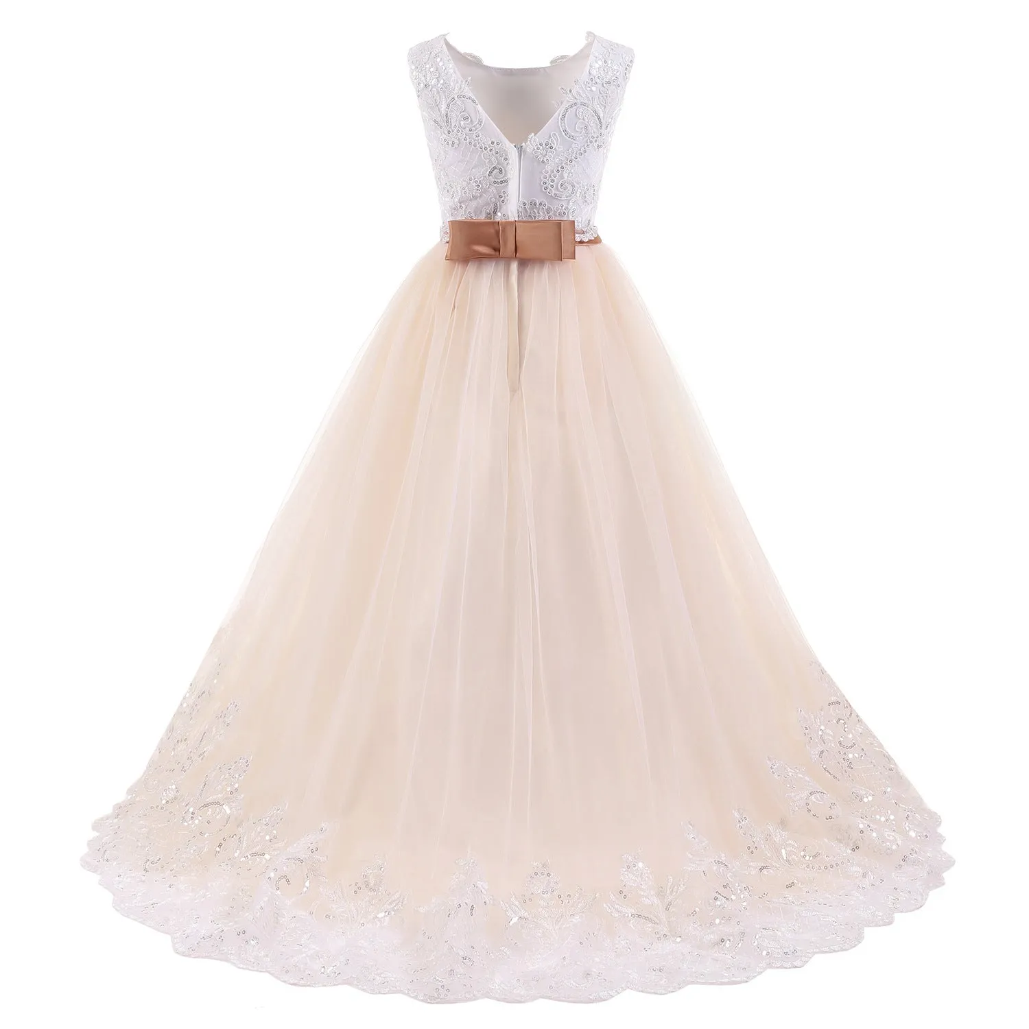 Girls Sleeveless Formal Ball Gown Party Dress