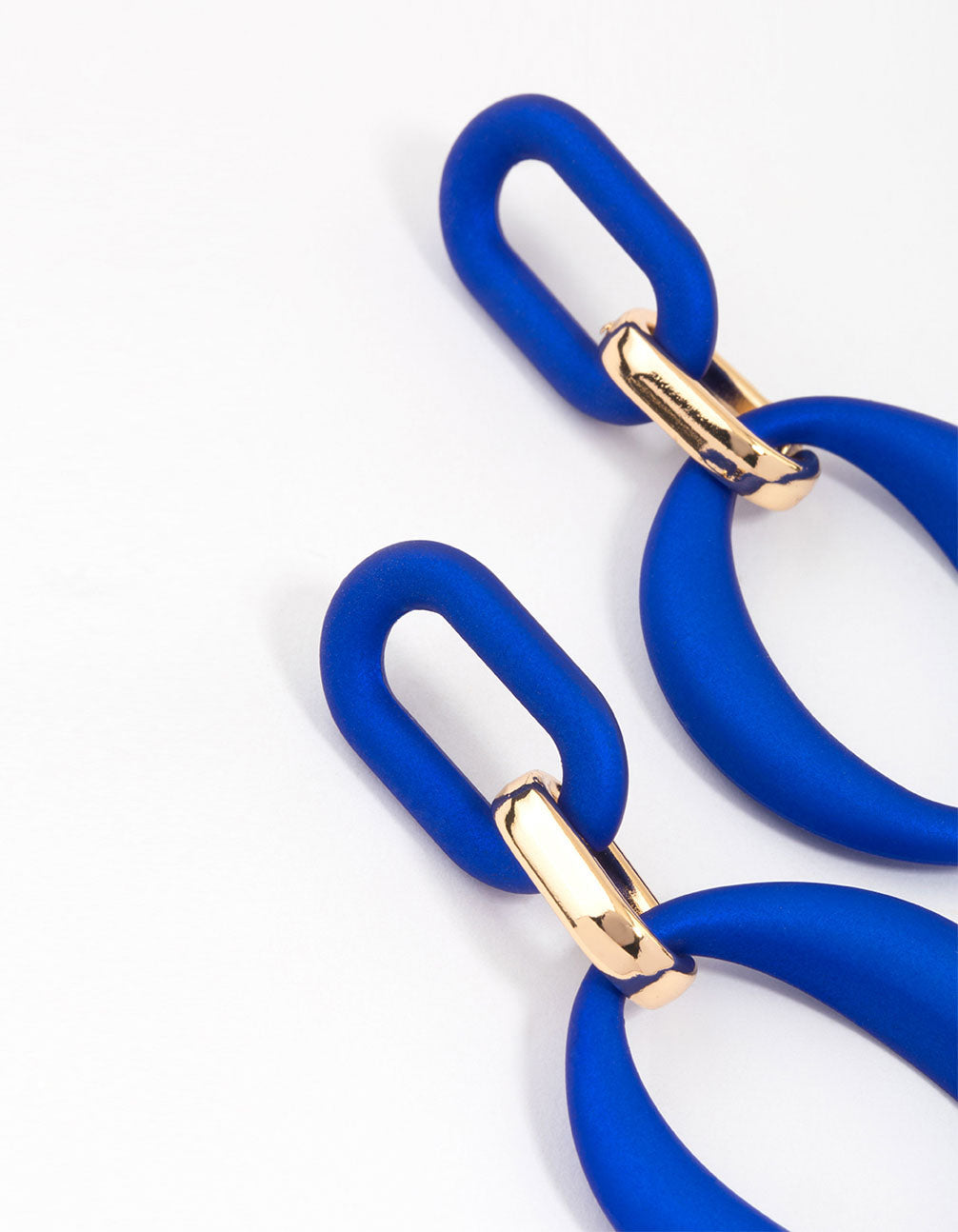 Gold Rubber Coated Link Drop Earrings