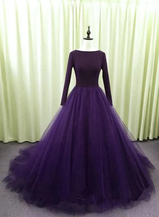 Gorgeous Spandex and Tulle Ball Gown Evening Dress, Purple Party Dress